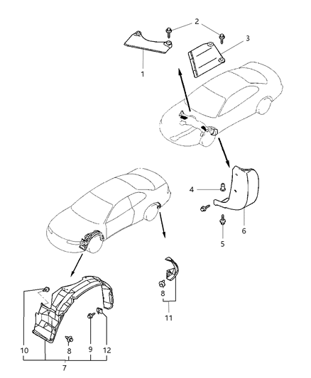 2000 Chrysler Sebring Shield-Splash Diagram for MR162885