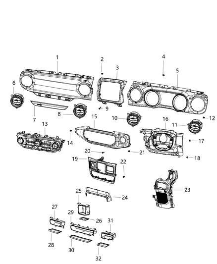 2021 Jeep Wrangler Pad-Instrument Panel Diagram for 7DZ90NCCAA