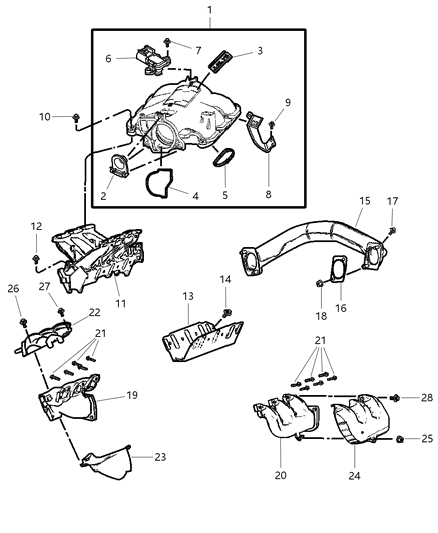 2005 Chrysler Town & Country Manifolds - Intake & Exhaust Diagram 3