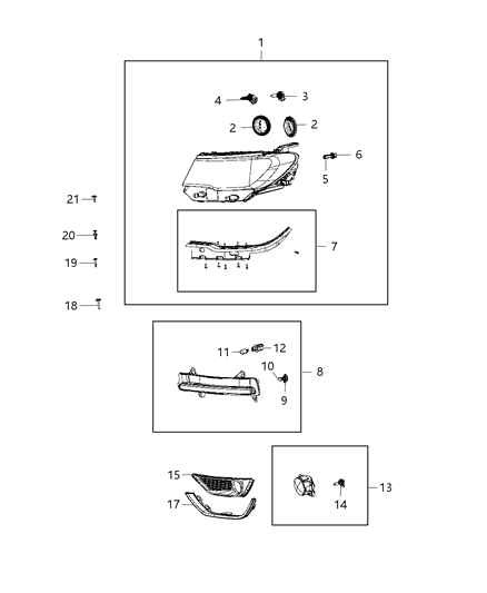 2020 Jeep Compass Front Fog Lamp Diagram for 68353533AA