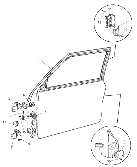 2000 Jeep Cherokee Door-Front Diagram for 55175425AF