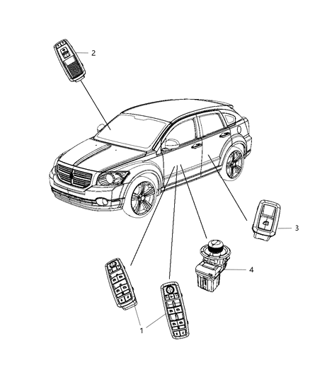 2012 Dodge Caliber Switches Door & Liftgate Diagram