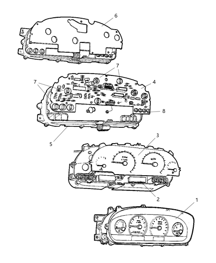 2000 Chrysler Voyager Cluster, Instrument Panel Diagram