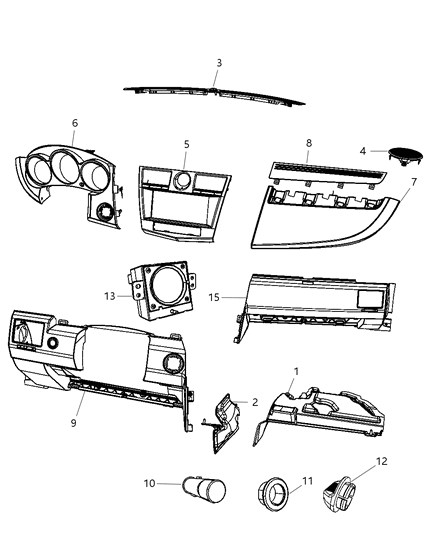 2008 Chrysler Sebring Bezel-Instrument Panel Diagram for XT05DSFAB