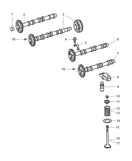 2007 Jeep Grand Cherokee Engine Exhaust Camshaft Diagram for 5175453AA
