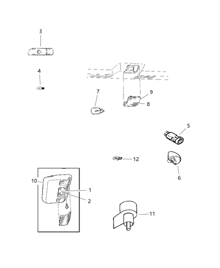 1997 Jeep Grand Cherokee Lamps - Cargo-Dome-Courtesy-Underhood Diagram