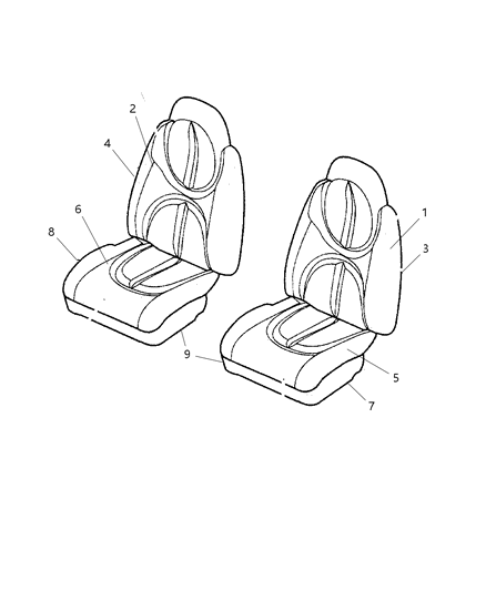 2002 Dodge Durango Front Seat Passenger Cushion (Includes Cover, Pad, Recliner) Diagram for XB501L5AA