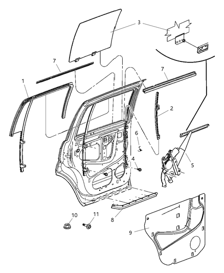 2005 Dodge Durango Glass-Rear Door Diagram for 55364075AC