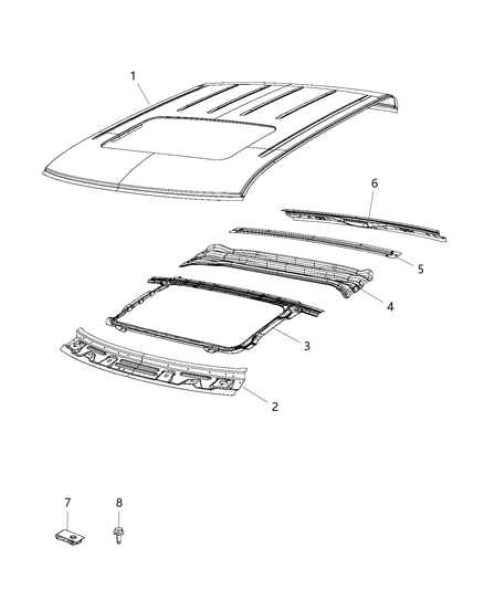 2019 Ram 1500 Panel , Roof With Sunroof Diagram