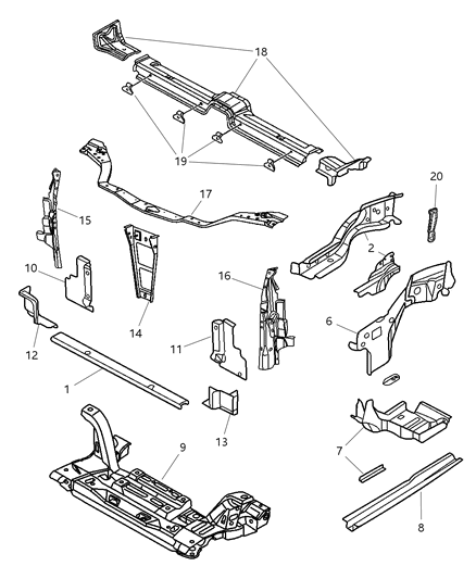 2003 Dodge Neon REINFMNT-Side Rail Diagram for 4783288AI