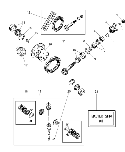 2001 Jeep Grand Cherokee SHIM-Differential Bearing Diagram for 5017385AA