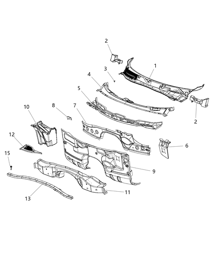 2018 Dodge Challenger Panel-COWL PLENUM Upper Diagram for 5112871AE