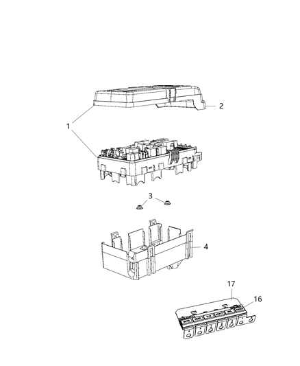 2018 Jeep Wrangler Power Distribution Center Diagram for 68250645AC