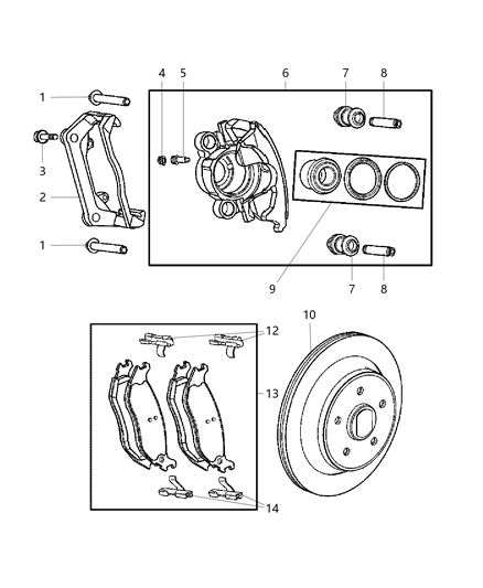 2003 Dodge Ram 1500 Brakes, Rear, Disc Diagram