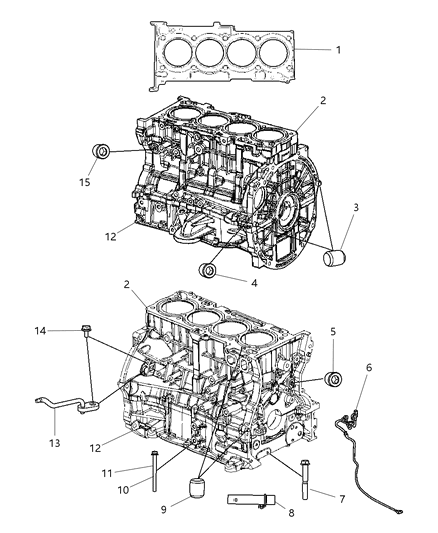 2007 Dodge Caliber Cylinder Block And Components Diagram 1