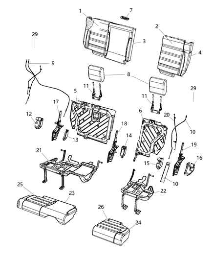 2012 Jeep Wrangler Seat Back Left Cover Diagram for 1YG53KX1AA