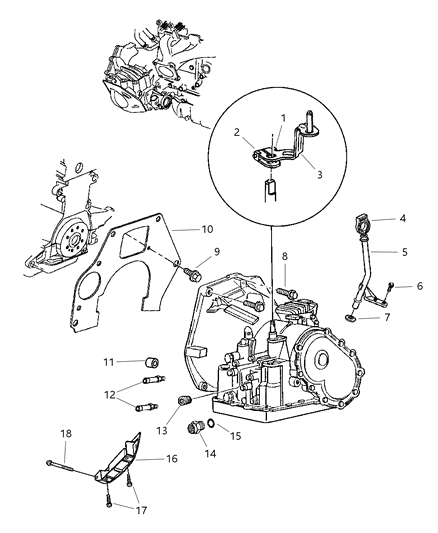 2001 Chrysler Voyager Transaxle Mounting & Miscellaneous Parts Diagram 1