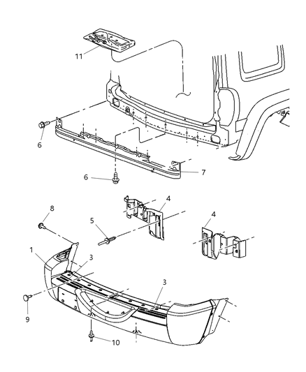 2005 Jeep Liberty Rear Bumper Cover Diagram for 5GJ58CJMAE