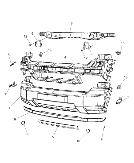 2008 Jeep Liberty Fascia, Front Diagram