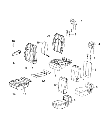 2017 Chrysler Pacifica Rear Quad Seat Back Cover Diagram for 6ED03DX9AA