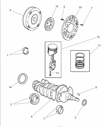 1997 Chrysler Cirrus Crankshaft , Piston And Torque Converter Diagram 1