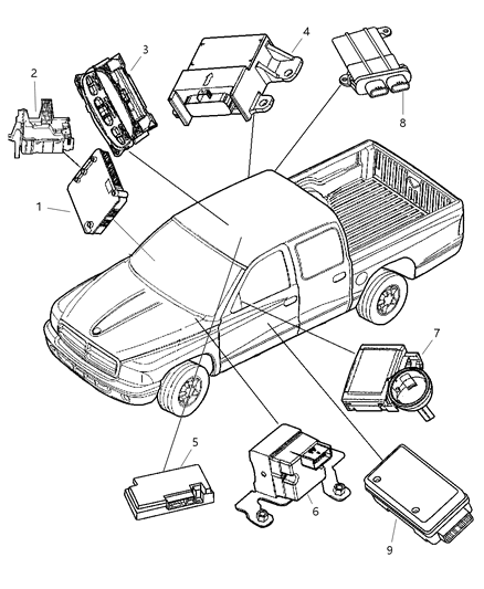 2005 Dodge Dakota OCCUPANT Restraint Module Diagram for 56043275AH