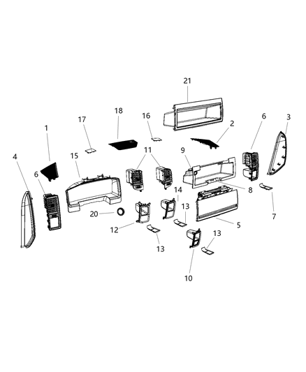 2018 Ram 3500 Outlet-Air Conditioning & Heater Diagram for 1WP30DX9AD