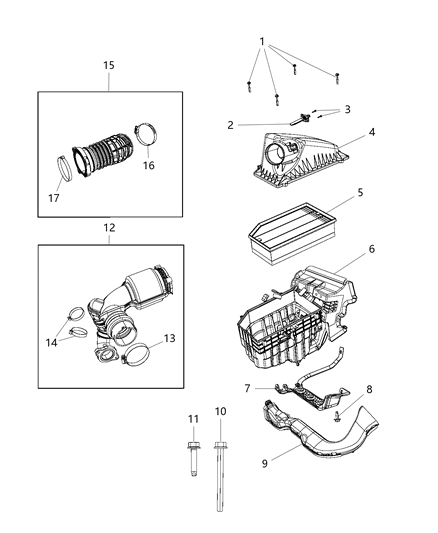 2021 Jeep Wrangler Air Cleaner Hose Diagram for 68310337AC