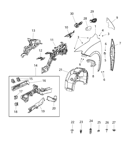 2017 Chrysler Pacifica Seal-Fender Blocker Diagram for 68282018AA