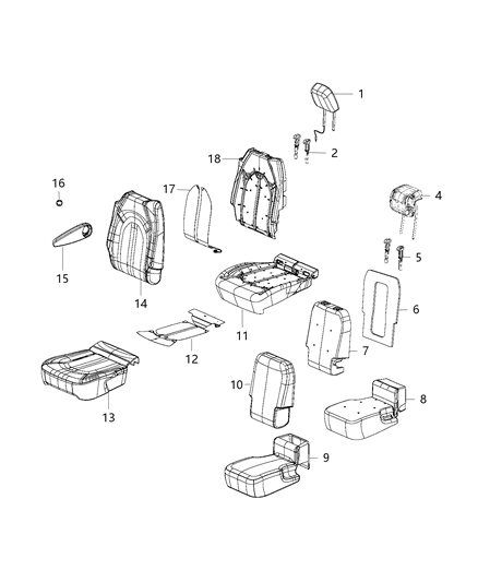 2018 Chrysler Pacifica Rear Stow Seat Cushion Cover Diagram for 6EC61LA3AA