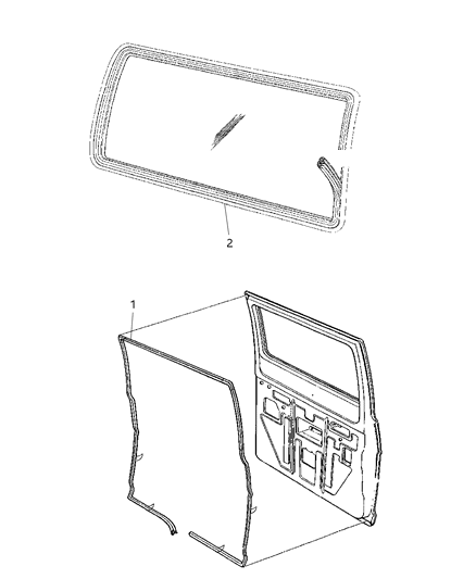 2001 Dodge Ram Van WEATHERSTRIP-Rear Cargo Door Diagram for 55359222AA