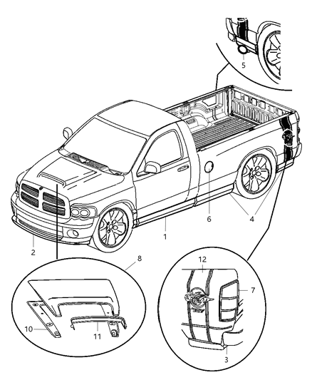 2004 Dodge Ram 1500 Claddings & Tapes Diagram 2