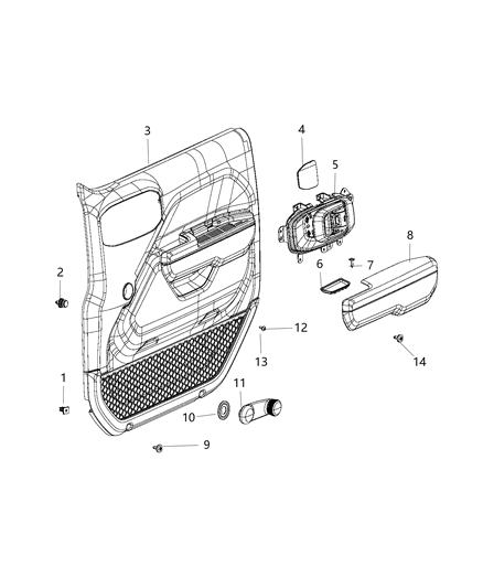 2020 Jeep Wrangler Handle-Inside Release Diagram for 68282334AD