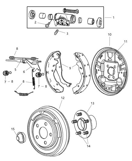 2005 Chrysler Sebring Brakes, Rear Drum Diagram