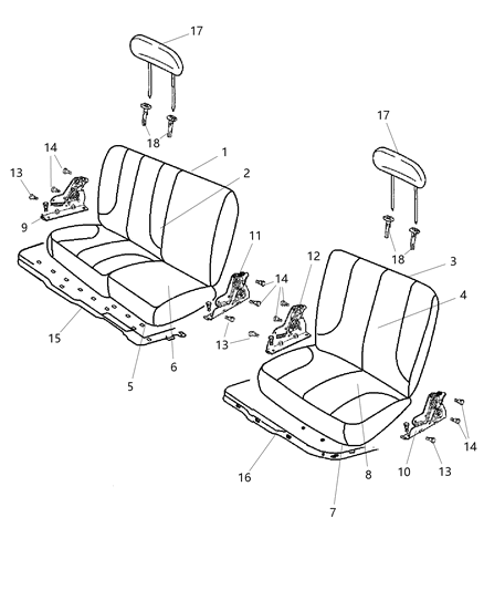 2011 Ram 3500 Crew Cab Rear Seat - Split Seat Diagram 1