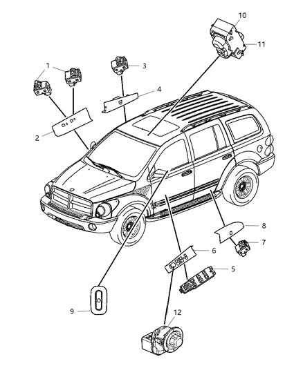 2009 Chrysler Aspen Switches Doors Decklid & Liftgate Diagram