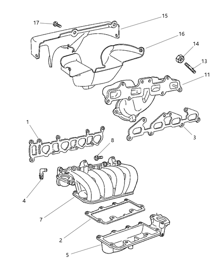 1998 Dodge Neon Manifolds Diagram 1