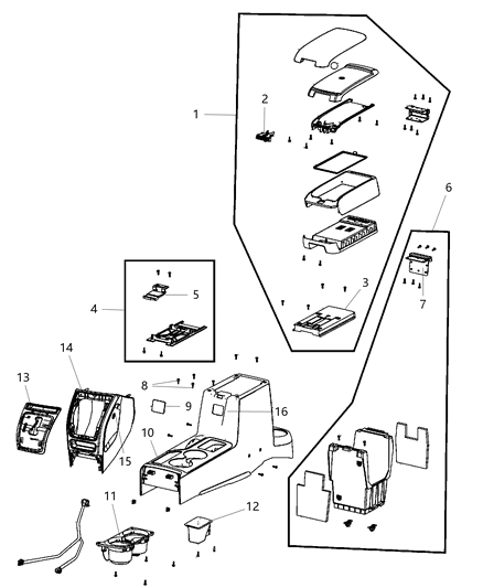 2010 Jeep Patriot Console-Base Diagram for 1NJ621K2AA