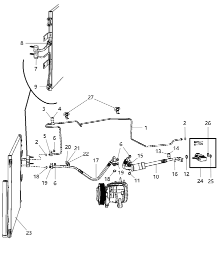 2009 Dodge Ram 1500 Line-A/C Discharge Diagram for 55056871AA