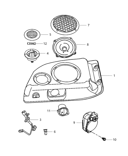 2006 Jeep Wrangler Speaker-Instrument Panel Diagram for 56008795AG