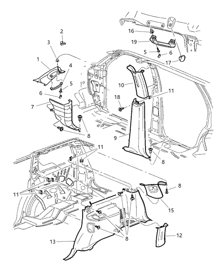 2001 Dodge Durango Panel-D Pillar Diagram for 5GP11WL5AB