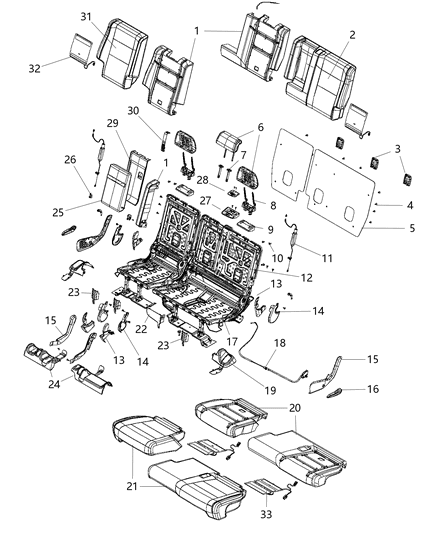 2015 Jeep Grand Cherokee Rear Seat Cushion Cover Diagram for 6CT53DX9AA