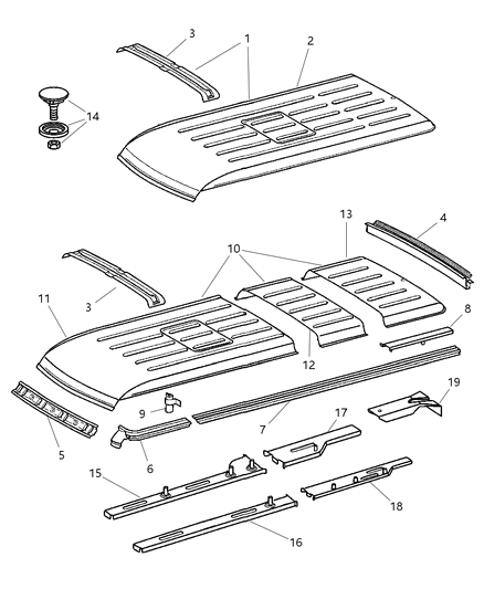 2005 Dodge Sprinter 2500 Rail-Roof Diagram for 5122058AA