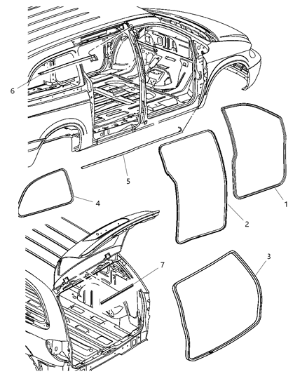 2007 Dodge Grand Caravan Weatherstrips Diagram