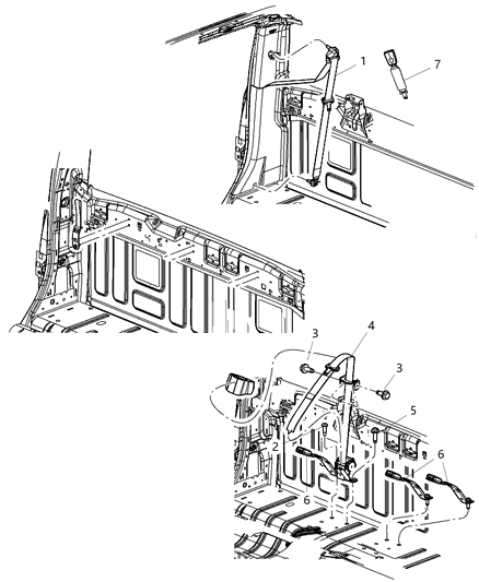 2011 Ram 3500 Pickup Seat Belts Rear Diagram 2