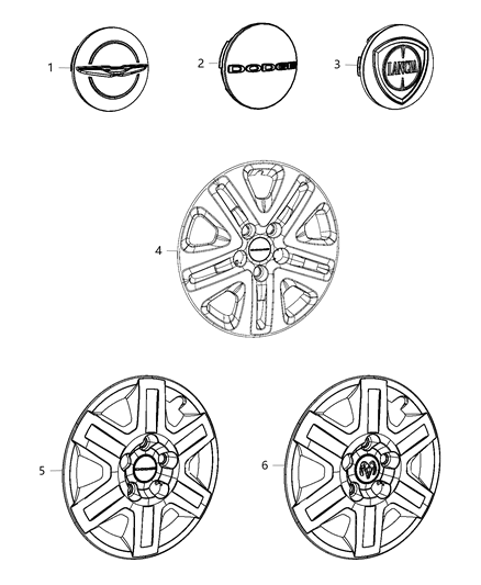 2014 Dodge Grand Caravan Wheel Covers & Center Caps Diagram