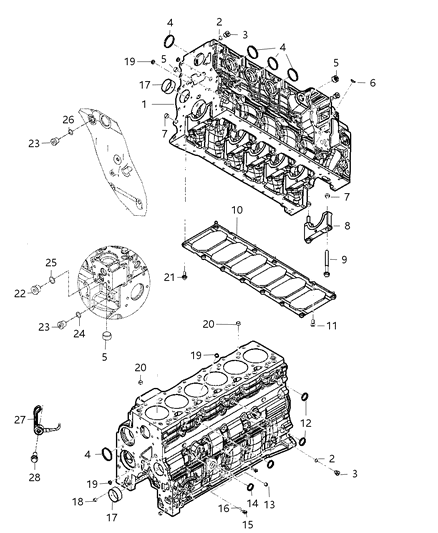 2010 Dodge Ram 5500 Cylinder Block And Hardware Diagram