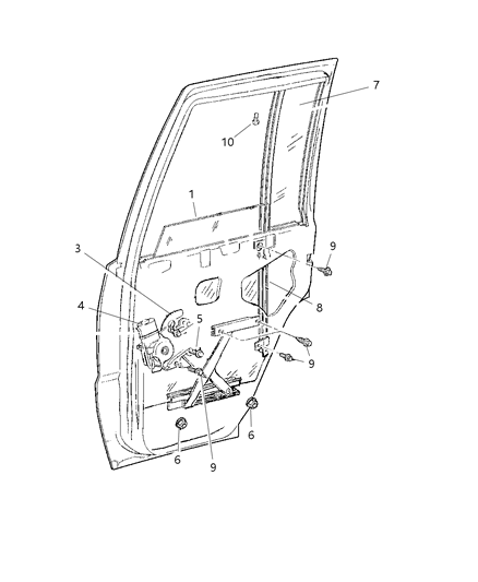 1997 Jeep Grand Cherokee Rear Door Window Regulator Diagram for 4798381AB