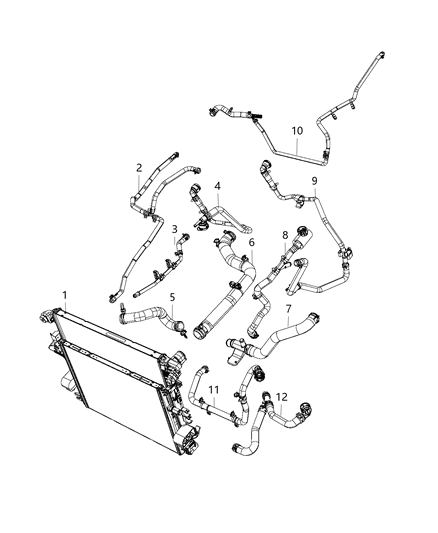 2018 Jeep Wrangler All-new Model Radiator Hoses And Related Parts Diagram 1