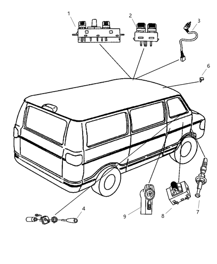 2003 Dodge Ram Van Switches - Body Diagram